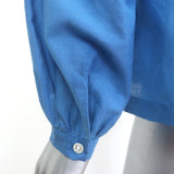 Doen Julienne top, Santorini blue cotton-silk long-sleeve blouse, authentic pre-owned