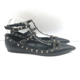 Valentino Noir Rockstud Caged Ballet Flats Black Leather Size 41