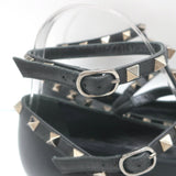 Valentino Noir Rockstud Caged Ballet Flats Black Leather Size 41