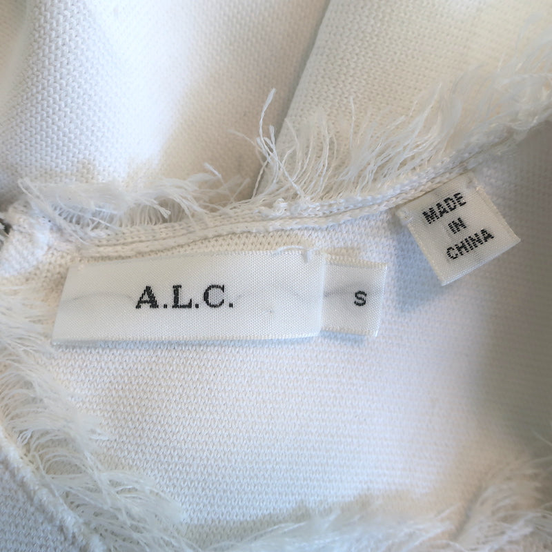 A.L.C. Theresa Sleeveless A-Line Dress White Fringed Knit Size Small