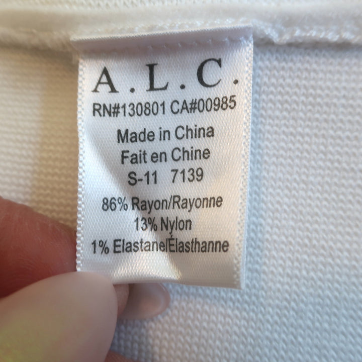 A.L.C. Theresa Sleeveless A-Line Dress White Fringed Knit Size Small