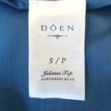 Doen Julienne long-sleeve blouse in Santorini blue cotton-silk, authentic pre-owned, gently worn luxury piece