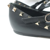 Valentino Noir Rockstud Caged Ballet Flats Black Leather Size 41