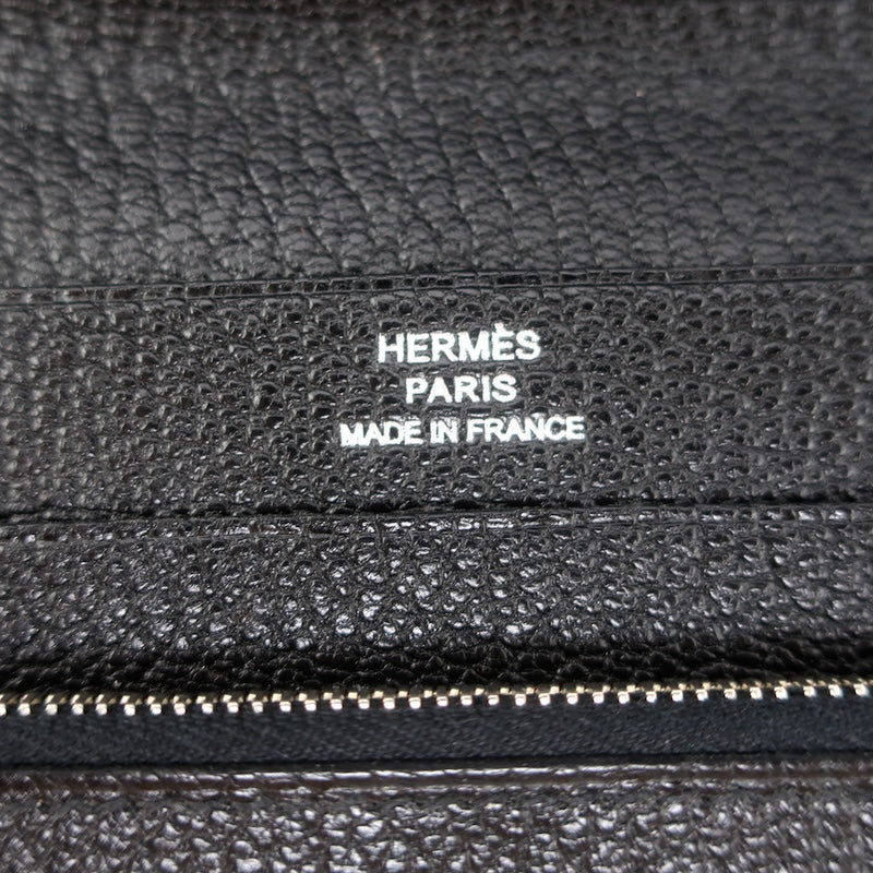 Hermes 2008 Azap GM Combined Wallet Black Epsom Leather Palladium Hardware