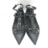 Valentino Noir Rockstud Caged Ballet Flats Black Leather Size 41