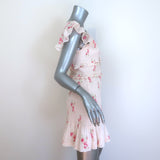 LoveShackFancy Sonora Smocked Mini Dress Light Pink Floral Print Size Large NEW