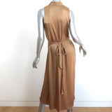 Vince Sleeveless Draped Wrap Dress Gold Satin Size Small NEW