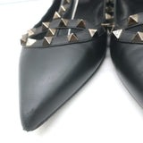 Valentino Noir Rockstud Caged Ballet Flats Black Leather Size 41