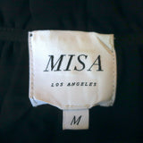 MISA Midi Dress Anis Black Grommet-Trim Georgette Size Medium Flutter Sleeve