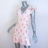 LoveShackFancy Sonora Smocked Mini Dress Light Pink Floral Print Size Large NEW