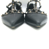 Valentino Noir Rockstud Caged Ballet Flats Black Leather Size 41