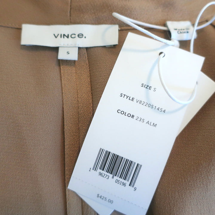 Vince Sleeveless Draped Wrap Dress Gold Satin Size Small NEW