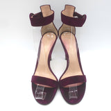 Gianvito Rossi Portofino 105 Ankle Strap Sandals Burgundy Suede Size 36.5