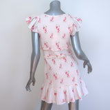 LoveShackFancy Sonora Smocked Mini Dress Light Pink Floral Print Size Large NEW