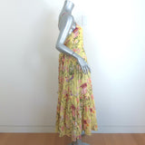 Cara Cara Harbour Island Tiered Midi Dress Yellow Floral Print Cotton Size Small