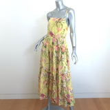 Cara Cara Harbour Island Tiered Midi Dress Yellow Floral Print Cotton Size Small