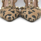 Valentino Rockstud Cheetah Print Calf Hair Pumps Gold Metallic Leather Size 37.5