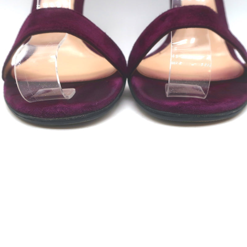Gianvito Rossi Portofino 105 Ankle Strap Sandals Burgundy Suede Size 36.5