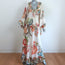 Etro Maxi Dress Monterey Ivory Floral Print Ruffled Silk Size 42 V-Neck Gown