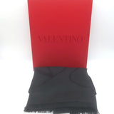 Valentino V Logo Signature Jacquard Shawl Black Silk-Wool NEW