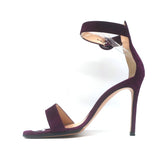 Gianvito Rossi Portofino 105 Ankle Strap Sandals Burgundy Suede Size 36.5