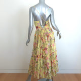 Cara Cara Harbour Island Tiered Midi Dress Yellow Floral Print Cotton Size Small