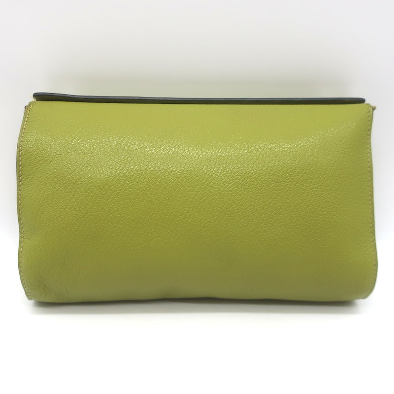 Hermes 2002 Karo GM Pouch Vert Anis Chevre Mysore Leather Cosmetic Bag