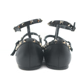 Valentino Noir Rockstud Caged Ballet Flats Black Leather Size 41