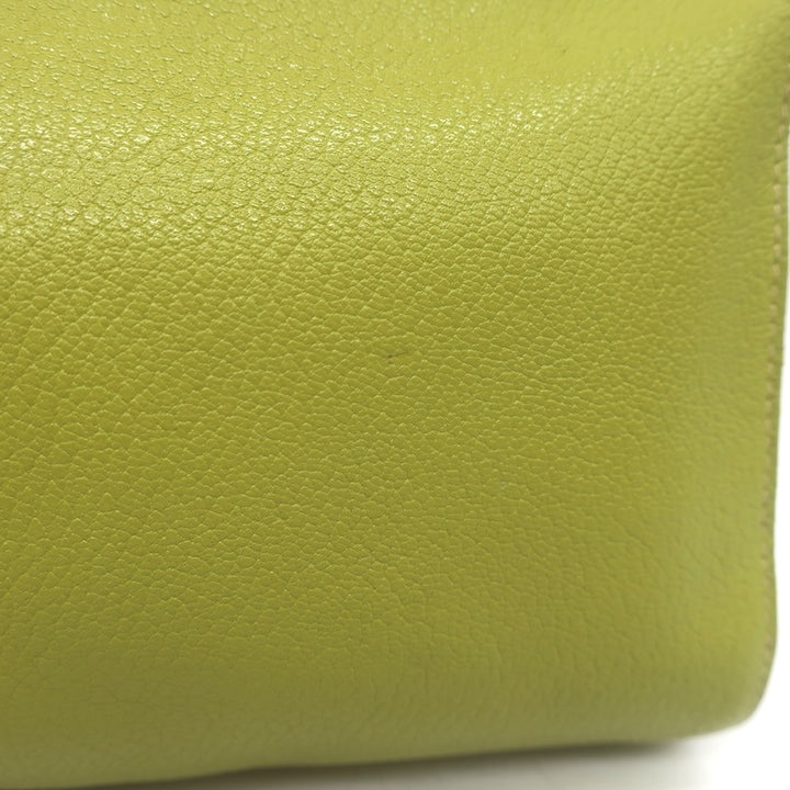 Hermes 2002 Karo GM Pouch Vert Anis Chevre Mysore Leather Cosmetic Bag