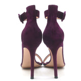 Gianvito Rossi Portofino 105 Ankle Strap Sandals Burgundy Suede Size 36.5