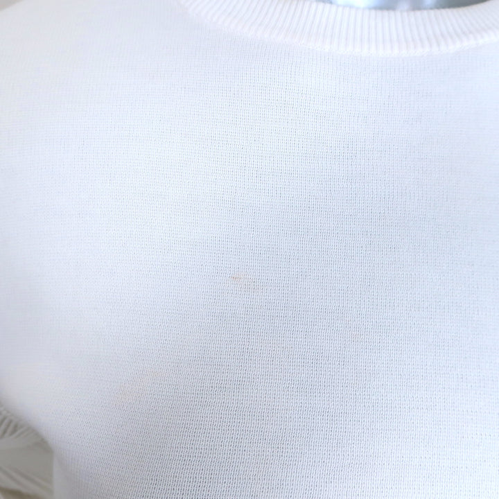 Enfold Ribbed Knit-Sleeve Top Cream Cotton Size 38