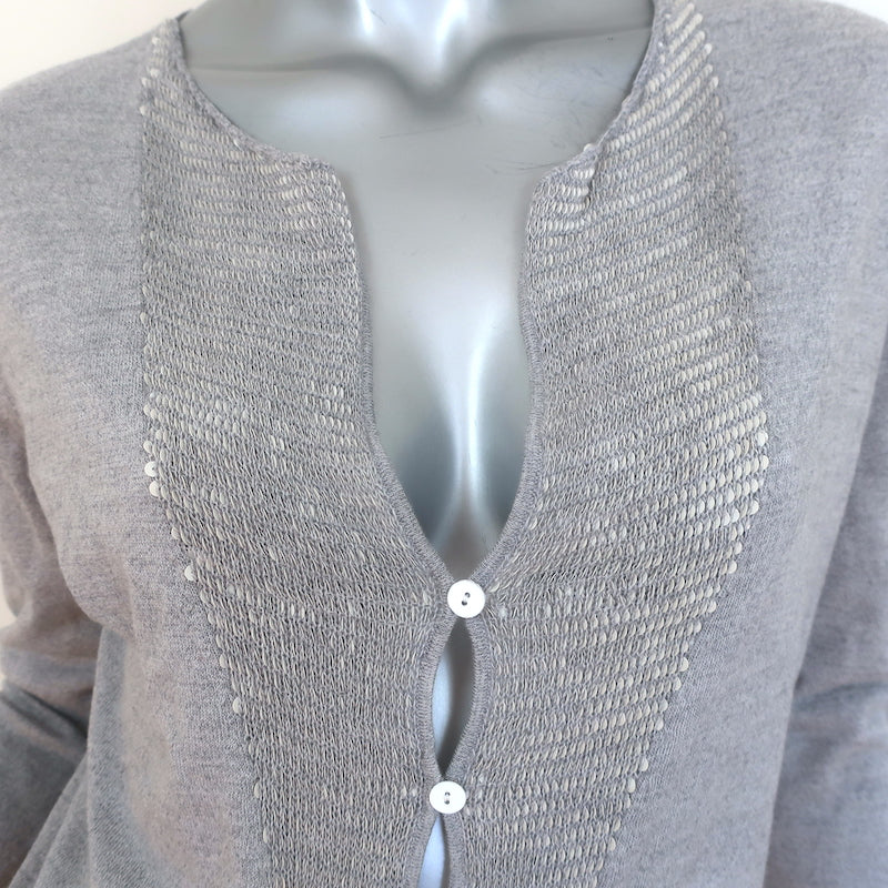 Dries Van Noten Sequin-Front Cardigan Heather Gray Wool-Cotton Size Small