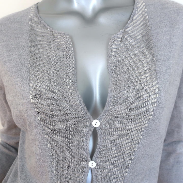 Dries Van Noten Sequin-Front Cardigan Heather Gray Wool-Cotton Size Small