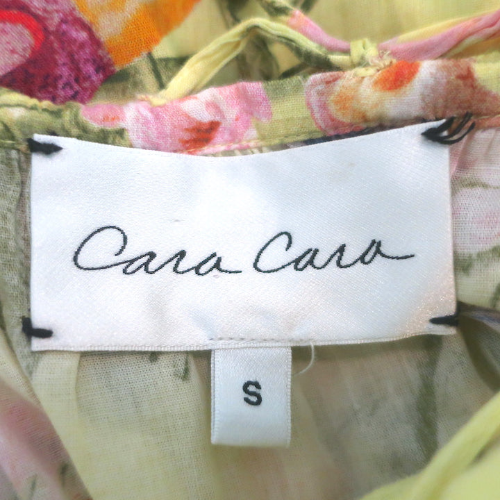 Cara Cara Harbour Island Tiered Midi Dress Yellow Floral Print Cotton Size Small