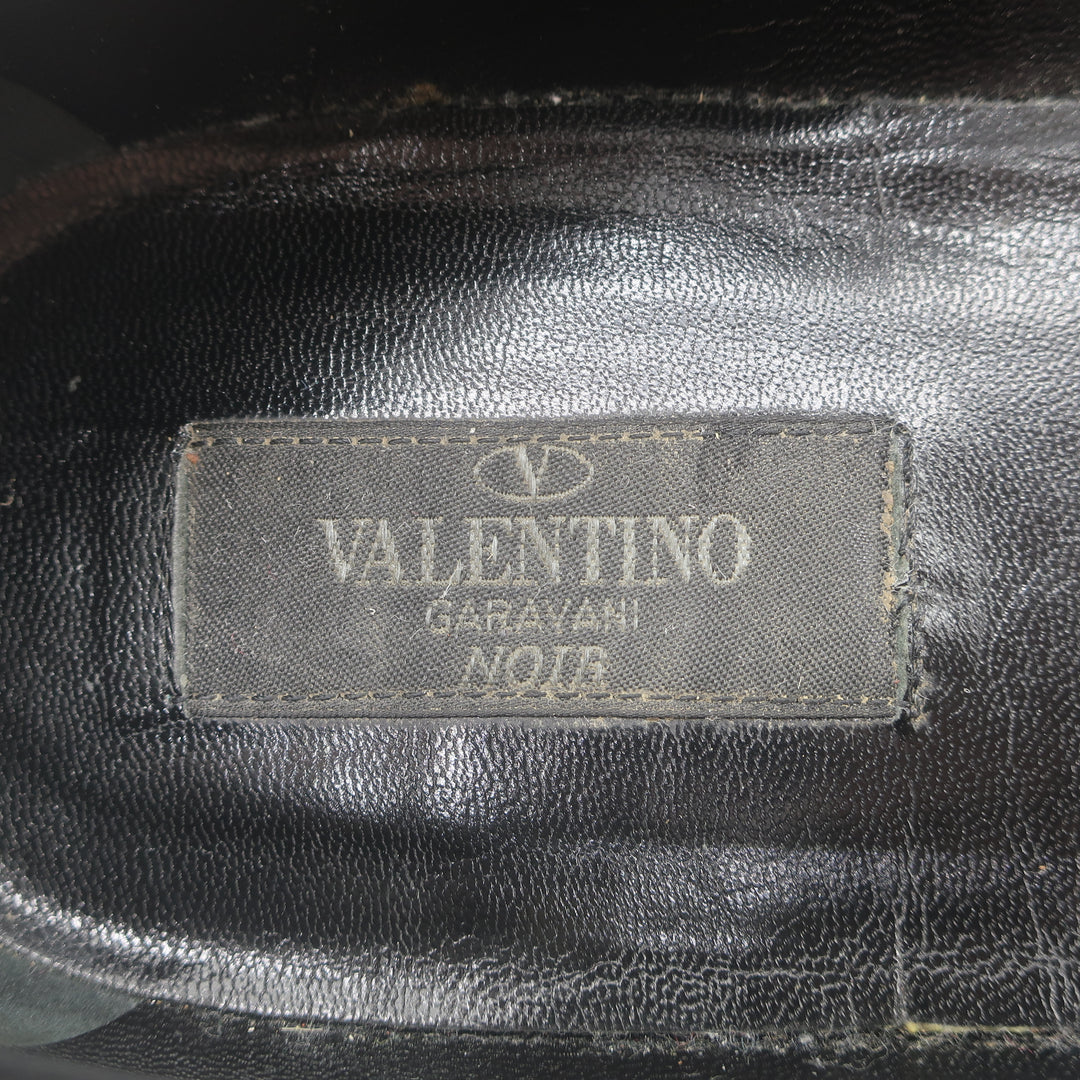 Valentino Noir Rockstud Caged Ballet Flats Black Leather Size 41