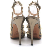 Valentino Rockstud Cheetah Print Calf Hair Pumps Gold Metallic Leather Size 37.5