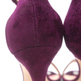 Gianvito Rossi Portofino 105 Ankle Strap Sandals Burgundy Suede Size 36.5