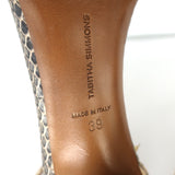 Tabitha Simmons Snake-Embossed Sandals Ivory Size 39 Ankle Strap Heels