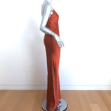 L'Agence Serita Maxi Slip Dress Auburn Silk Size 2 NEW