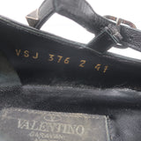 Valentino Noir Rockstud Caged Ballet Flats Black Leather Size 41