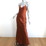 L'Agence Serita Maxi Slip Dress Auburn Silk Size 2 NEW