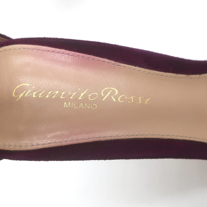 Gianvito Rossi Portofino 105 Ankle Strap Sandals Burgundy Suede Size 36.5