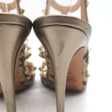 Valentino Rockstud Cheetah Print Calf Hair Pumps Gold Metallic Leather Size 37.5