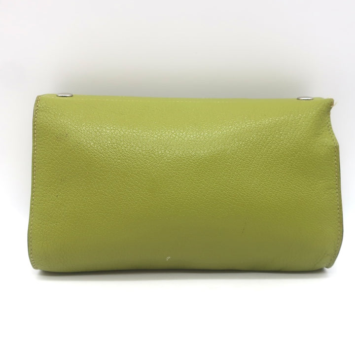 Hermes 2002 Karo GM Pouch Vert Anis Chevre Mysore Leather Cosmetic Bag