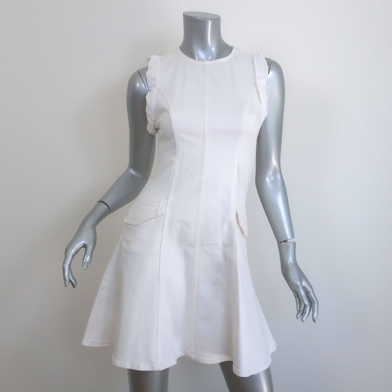 Proenza Schouler Ruffle-Trimmed Sleeveless Mini Dress White Stretch De Celebrity Owned Proenza Schouler Ruffle-Trimmed Sleeveless Mini Dress White Stretch De Celebrity Owned
