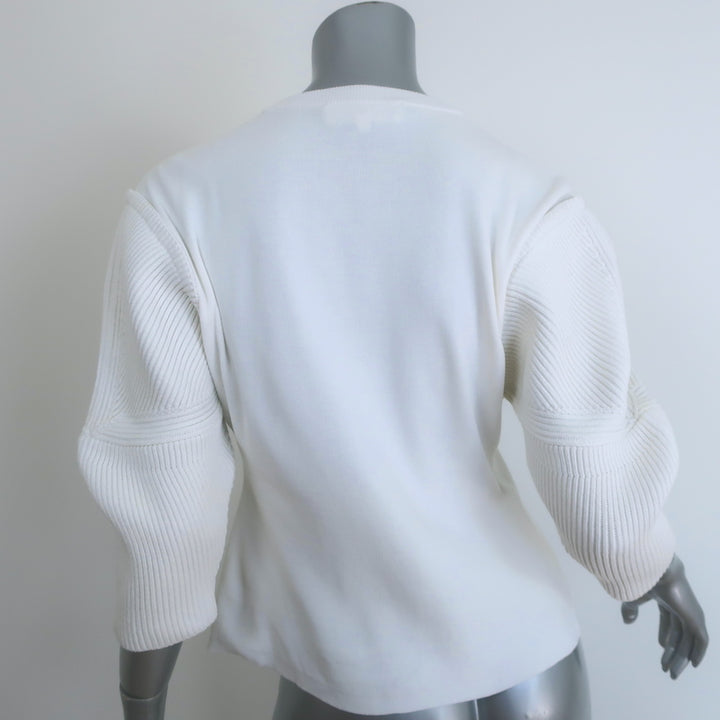 Enfold Ribbed Knit-Sleeve Top Cream Cotton Size 38