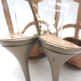 Valentino Rockstud Cheetah Print Calf Hair Pumps Gold Metallic Leather Size 37.5