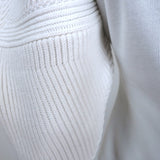 Enfold Ribbed Knit-Sleeve Top Cream Cotton Size 38