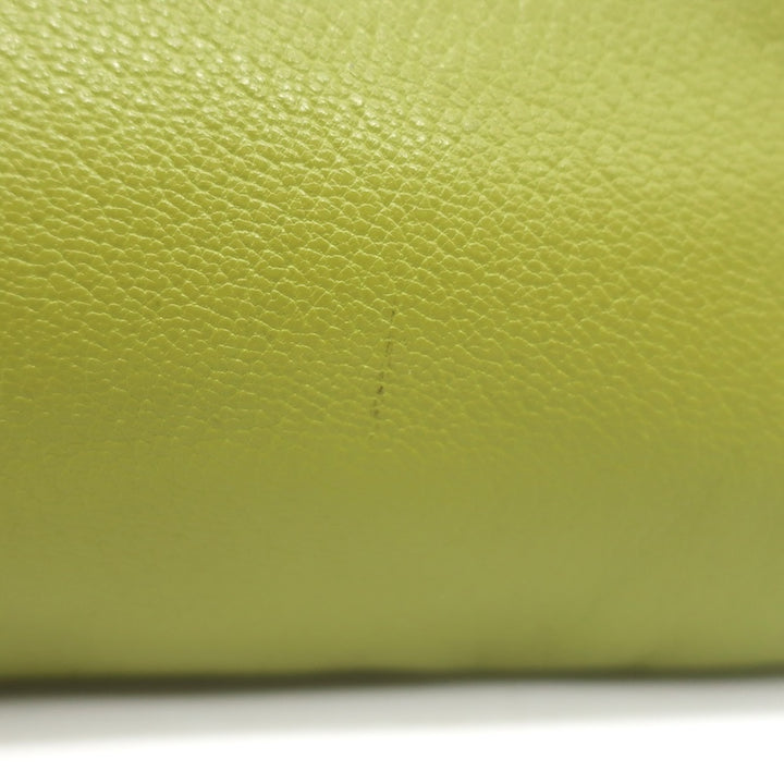Hermes 2002 Karo GM Pouch Vert Anis Chevre Mysore Leather Cosmetic Bag