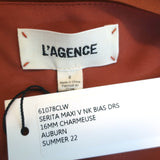 L'Agence Serita Maxi Slip Dress Auburn Silk Size 2 NEW